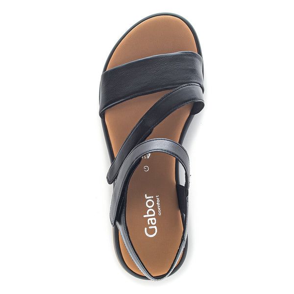 Streng service vitamin GABOR Sort skind sandal med to skrå remme,