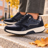 ROLLINGSOFT Mørkeblå ruskind/ skind sneaker