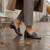 GABOR Brun/sort præget lak loafer