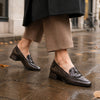 GABOR Brun/sort præget lak loafer