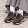 GABOR Brun skind sneaker med præget nubuck