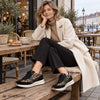 GABOR Sort ruskind/skind sneaker med leo
