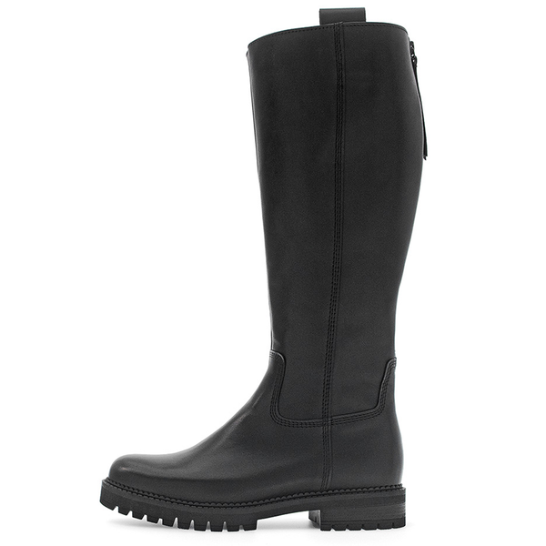 GABOR Sort skind støvle med skaftvidde XL