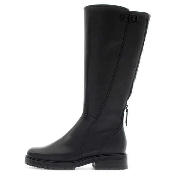 GABOR Sort skind støvle med skaftvidde L