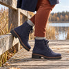 GABOR Blå nubuck støvle med snøre + lynlås