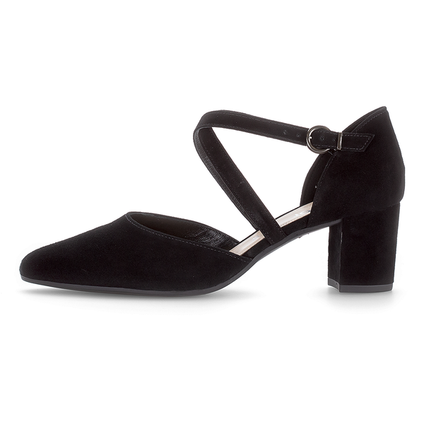 GABOR Sort ruskind pump med kryds remme