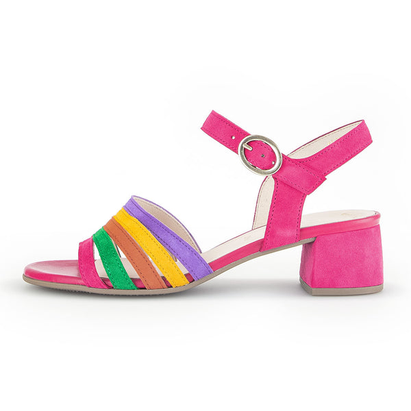 GABOR Pink,gul,lilla, grøn ruskind sandal,