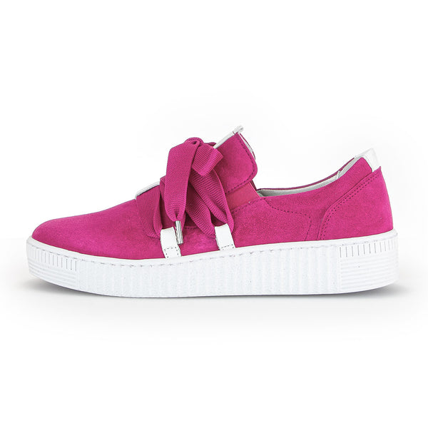 GABOR Pink ruskind sneaker med pynte snøre,