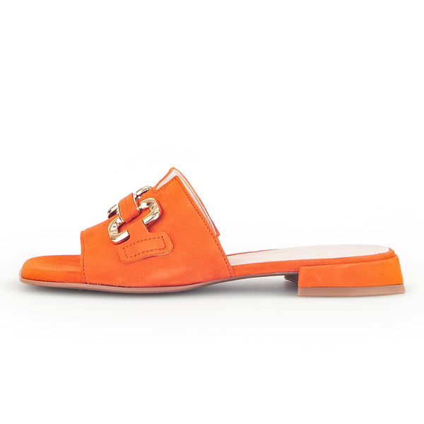 GABOR Orange ruskind sandal/mules m. guld,