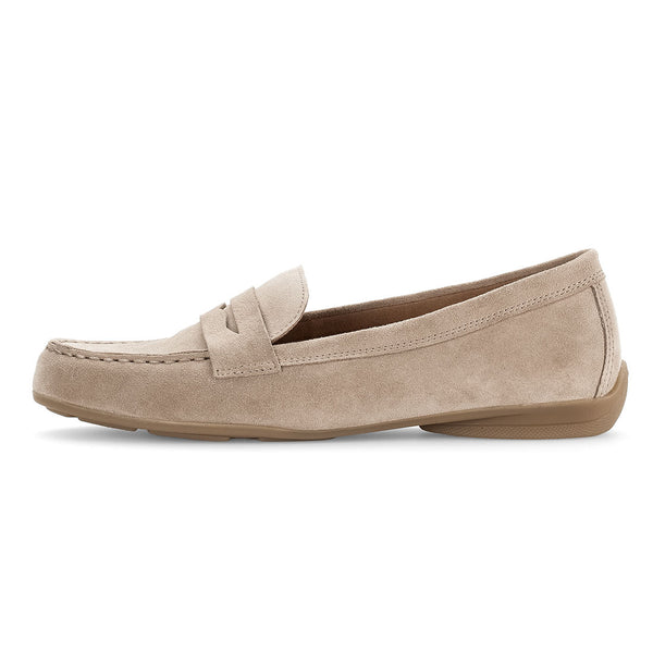 GABOR Beige ruskind loafer med blød sål,